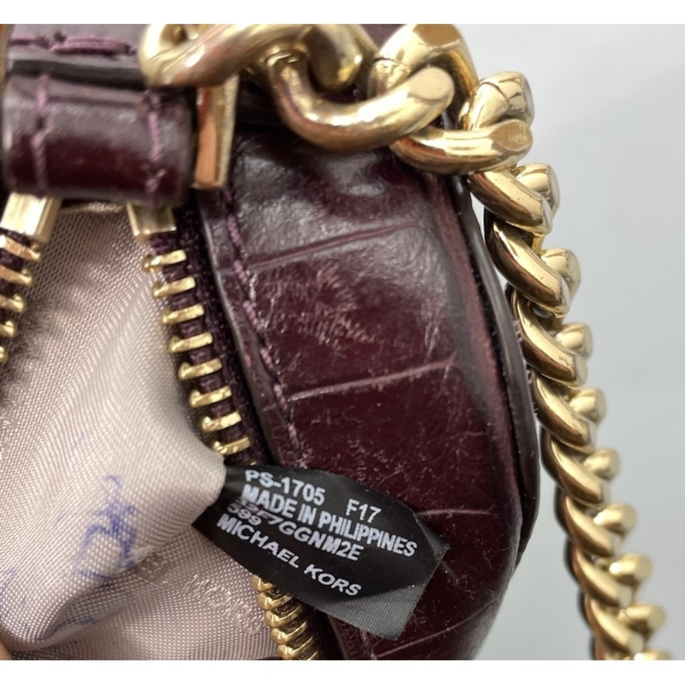 Michael Kors Ginny Medium Crocodile Embossed Leather Crossbody Bag Purse Purple - Picture 13 of 13